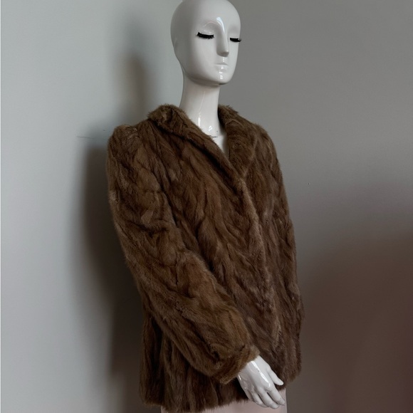 Vintage Taupe Mink Fur Coat 1960s Soft Brown Luxury Mid-Century Glamour S/M - Picture 4 of 13
